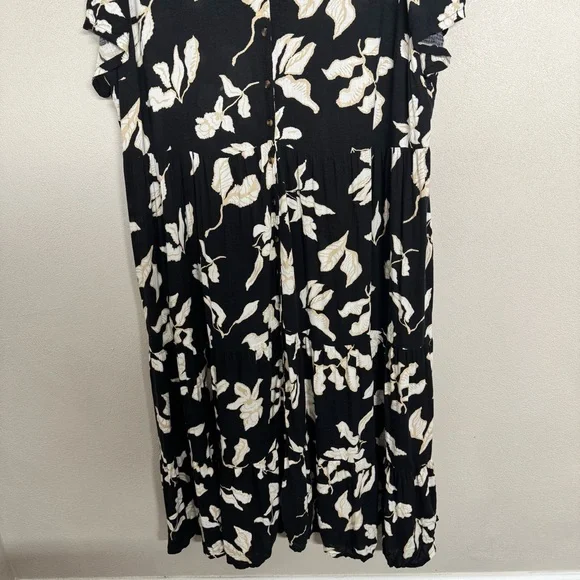 Sonoma Floral Dress Size 2x w/ Pockets Button Front Tiered Midi Dress - Picture 4 of 13